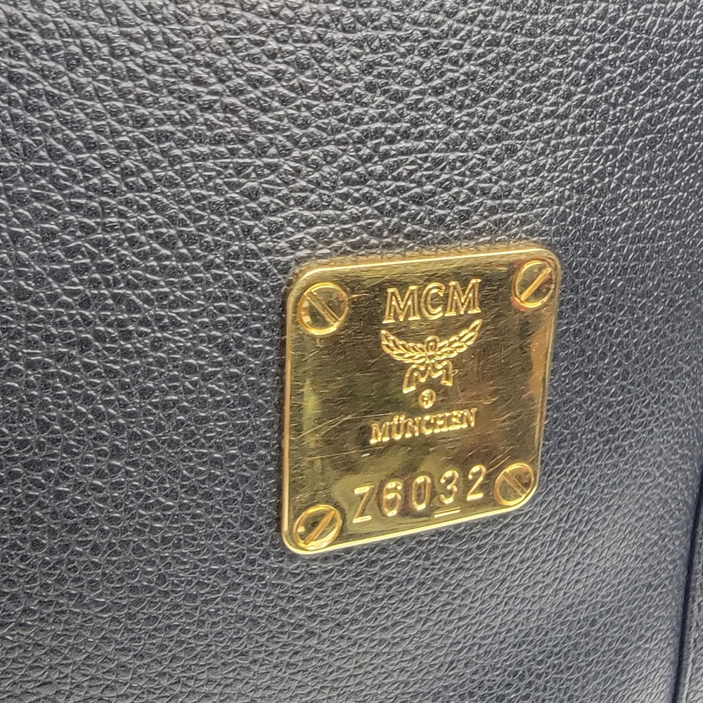 MCM Black Leather Munchen‎ Studded Satchel Tote Bag - Picture 2 of 13